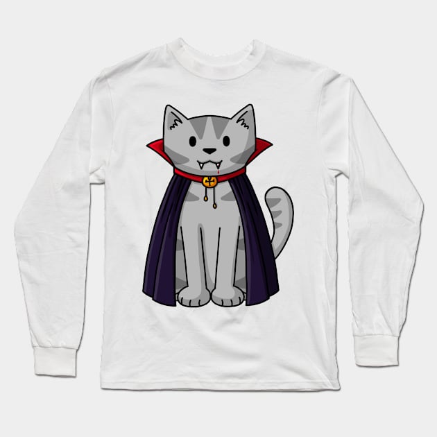 Vampire Cat Long Sleeve T-Shirt by Doodlecats 